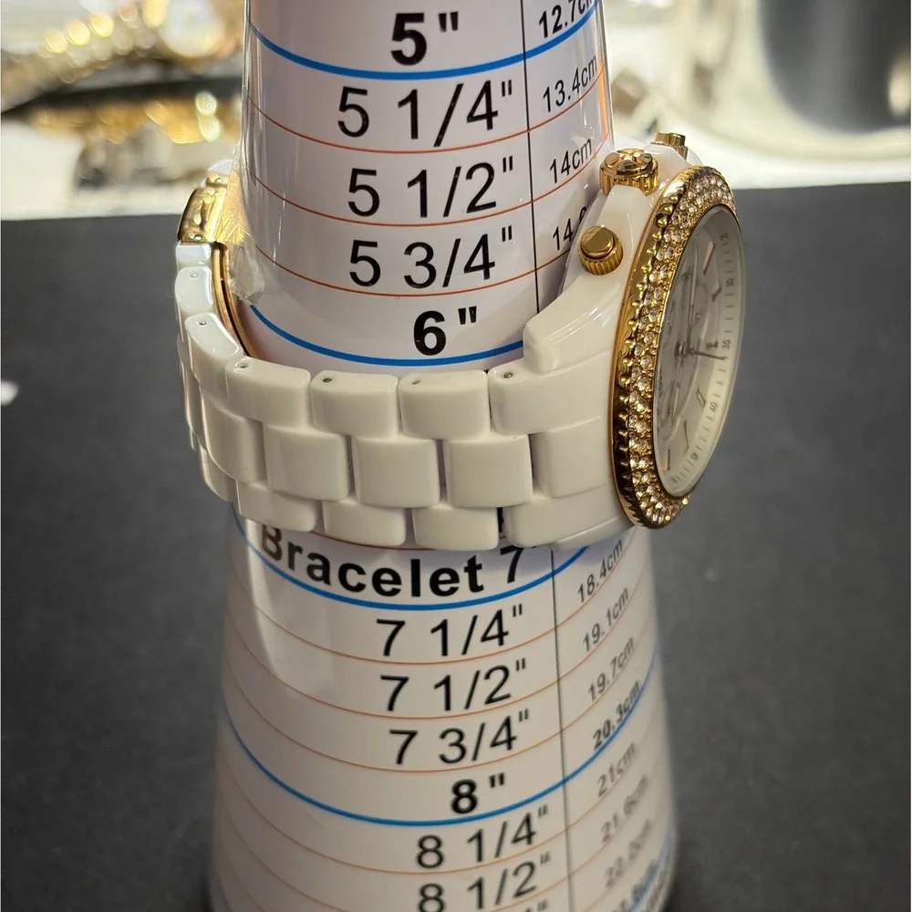 Fossil Chronograph Watch Womens White Gold Rhinestone CH-2716 Cecile